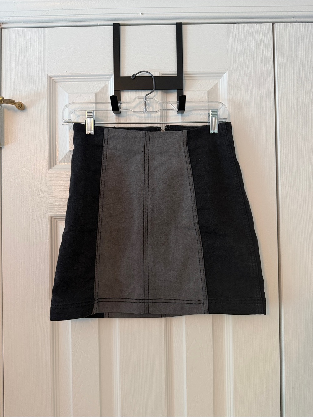 Free People Two-Tone Panel Mini Skirt in Black and Gray